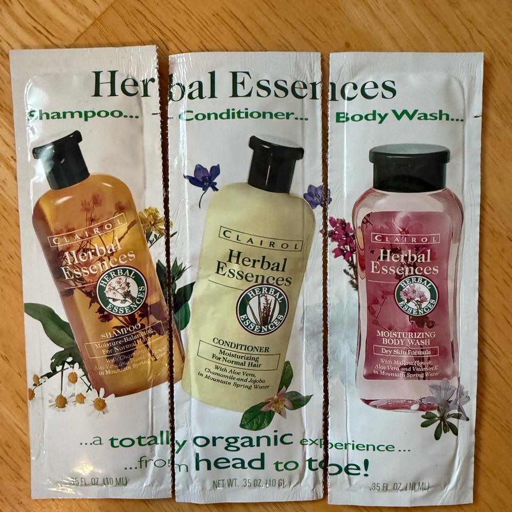 Herbal Essences Normal Hair Shampoo Conditioner Body Wash Sample Travel 1990s
